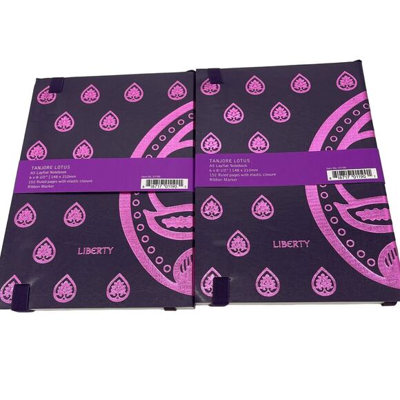 Notebooks Journals A5 Tanjore Lotus Liberty Lay Flat 152 Ruled Lined Pages (2) - Picture 3 of 7